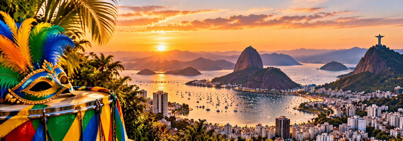 Rio de Janeiro Carnival celebration with a colorful samba parade and spectators